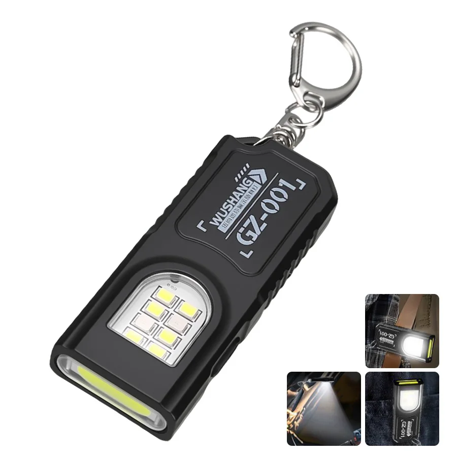 Wielofunkcyjna latarka brelokowa COB USB – 9 kolorów, na kemping i spacery Czerwony