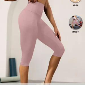 Legginsy 7/8 damskie wysokie w pasie – miękkie legginsy do jogi i biegania 5