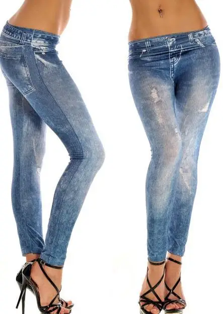 Legginsy damskie imitujące jeans push up 12