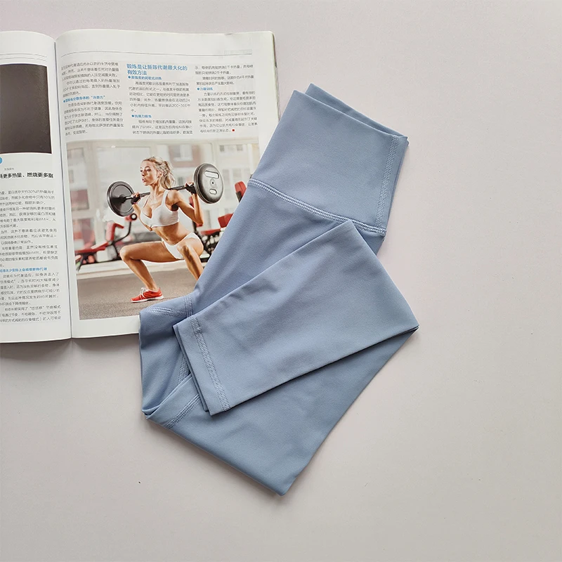 Legginsy damskie z wysokim stanem do jogi i fitnessu Niebieski