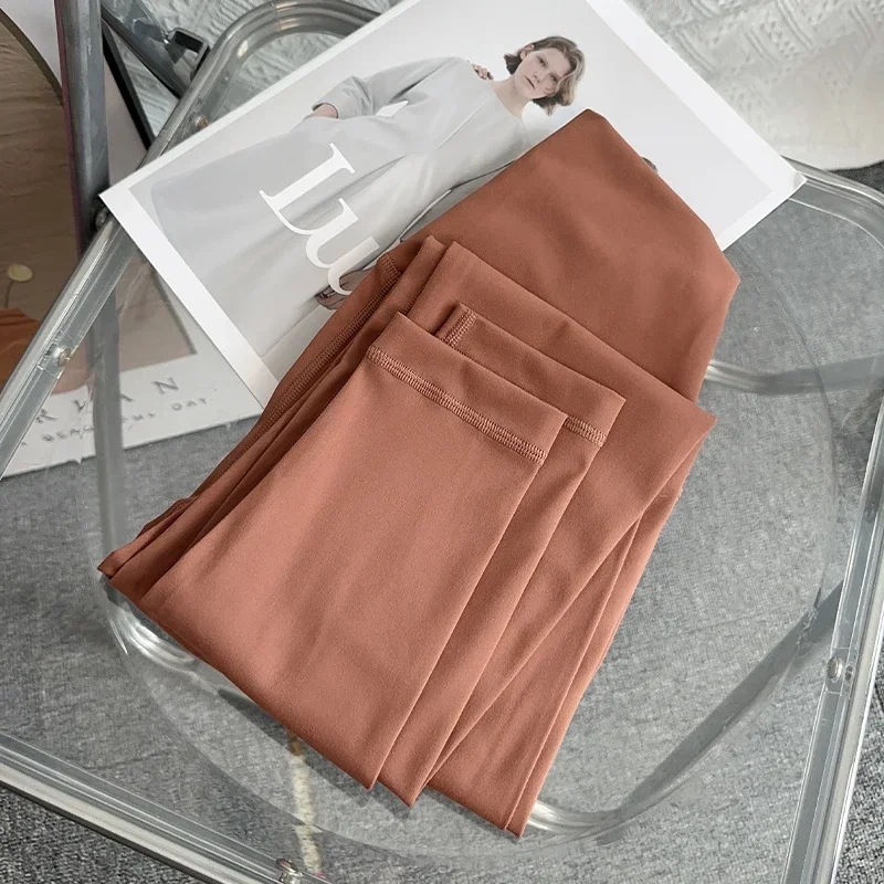 Damskie bezszwowe legginsy do jogi z wysokim stanem Brązowy