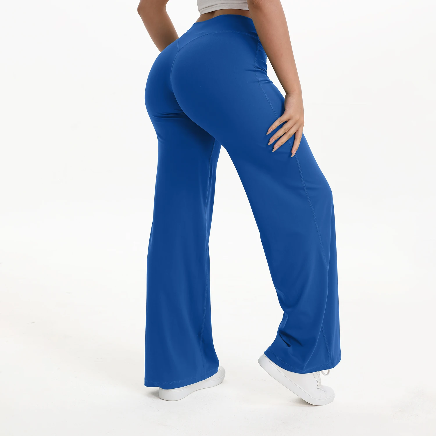 Legginsy do jogi NCLAGEN z prostą nogawką Niebieski
