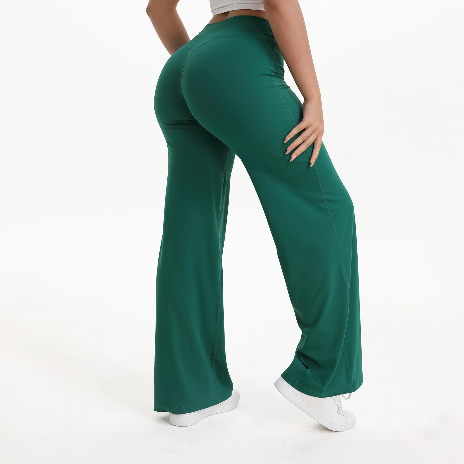 Legginsy do jogi NCLAGEN z prostą nogawką Zielony