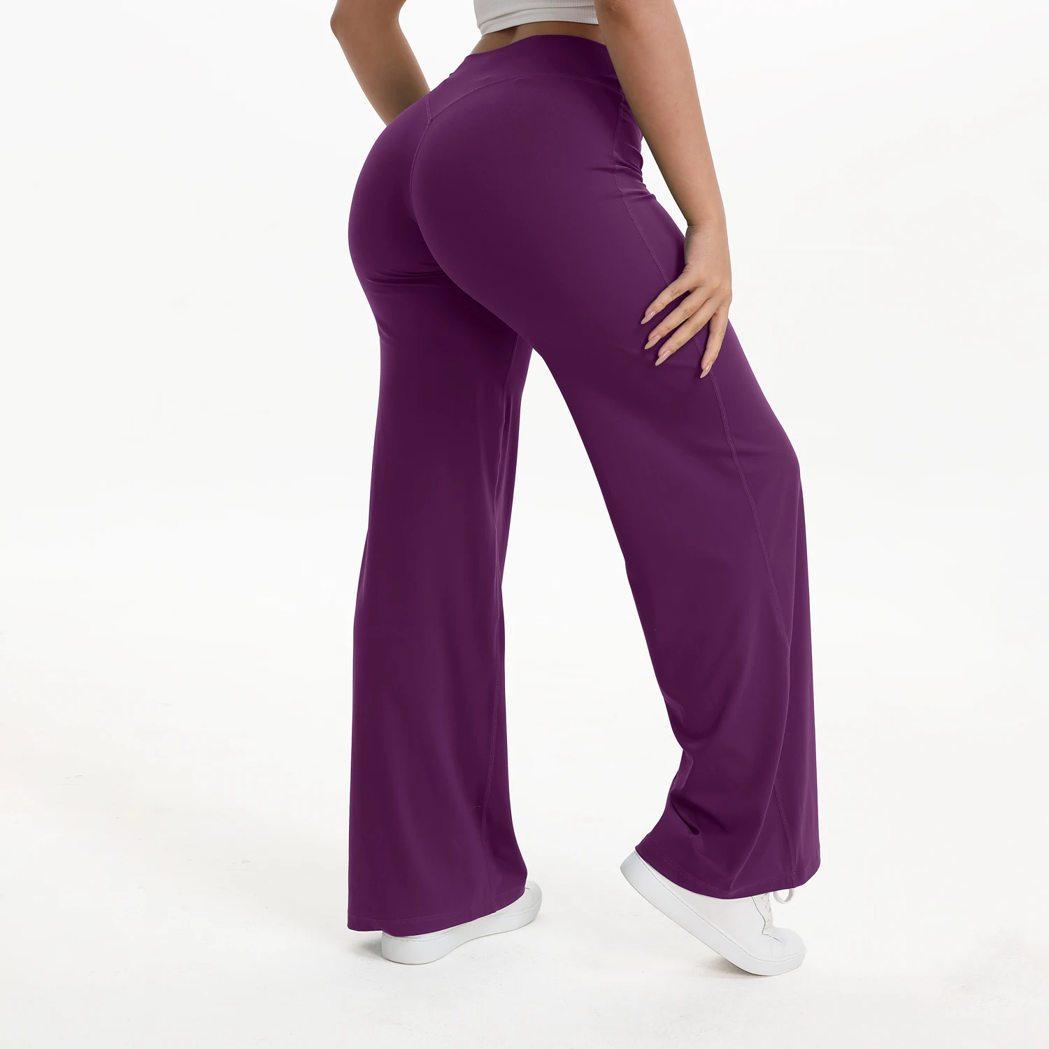Legginsy do jogi NCLAGEN z prostą nogawką Fioletowy