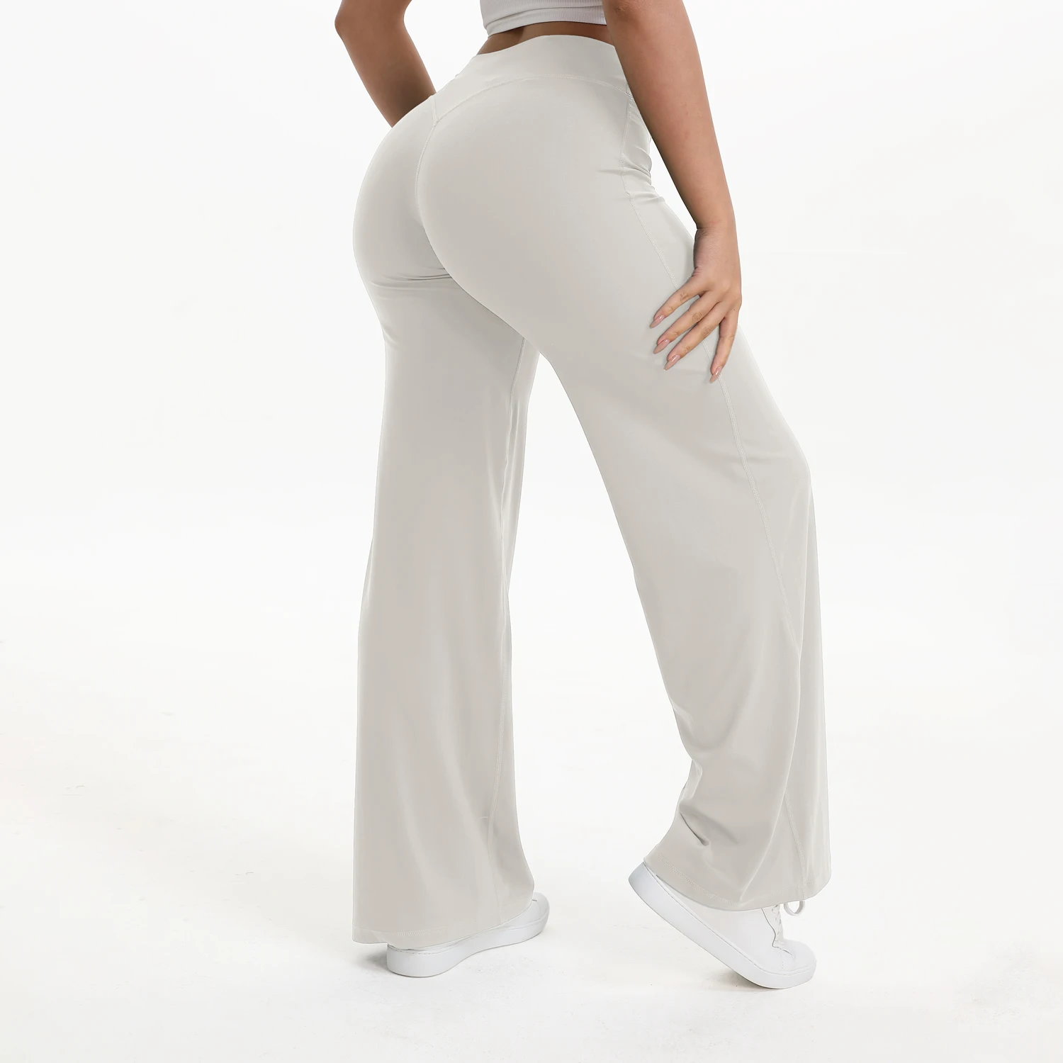 Legginsy do jogi NCLAGEN z prostą nogawką Szary