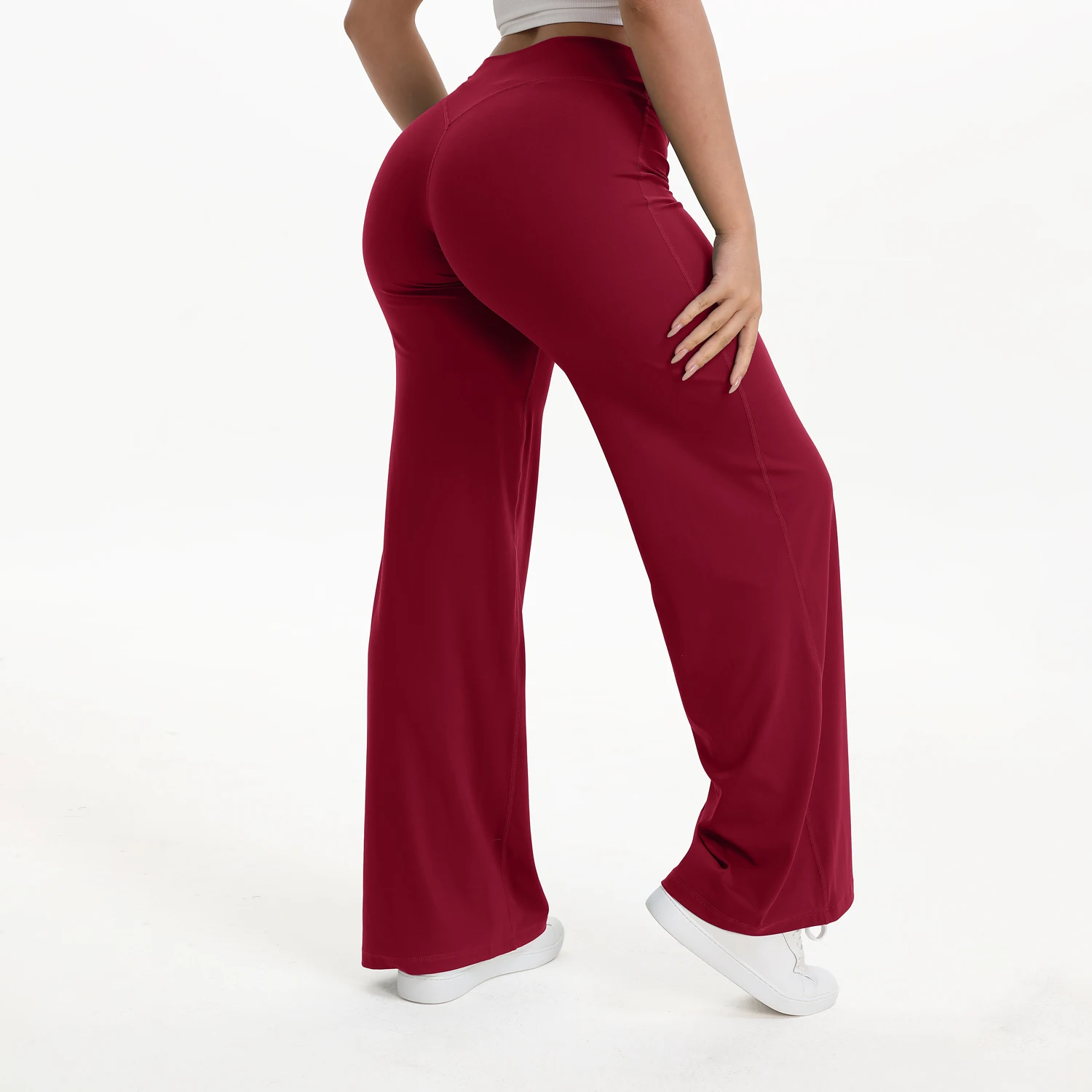 Legginsy do jogi NCLAGEN z prostą nogawką Czerwony