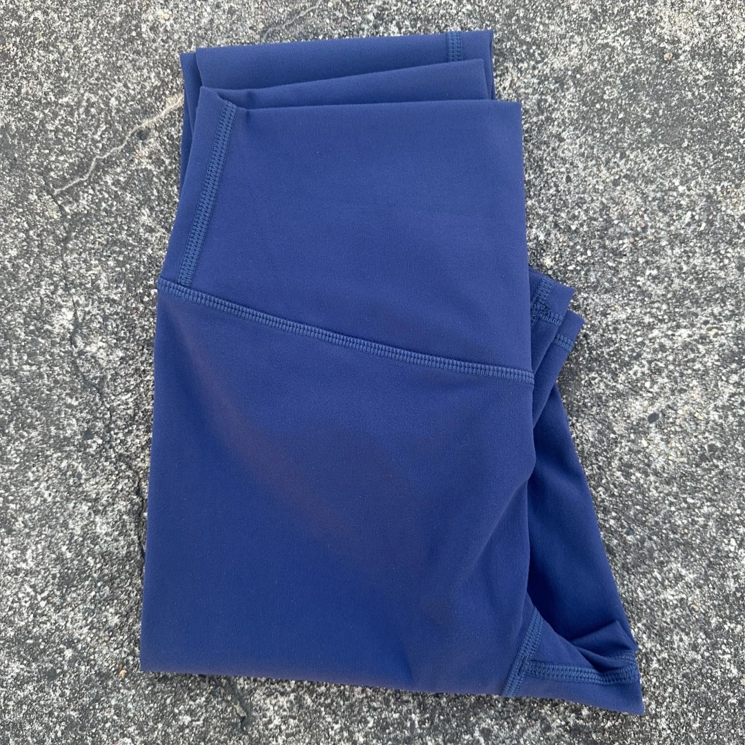 Legginsy do jogi z wysokim stanem, gładkie i miękkie Głęboki błękit morza