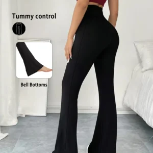Damskie legginsy dzwony z wysokim stanem do jogi i fitnessu Czarny