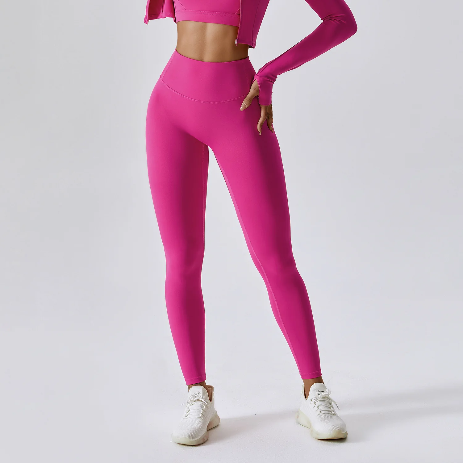 Legginsy do jogi damskie z wysokim stanem push up Magenta