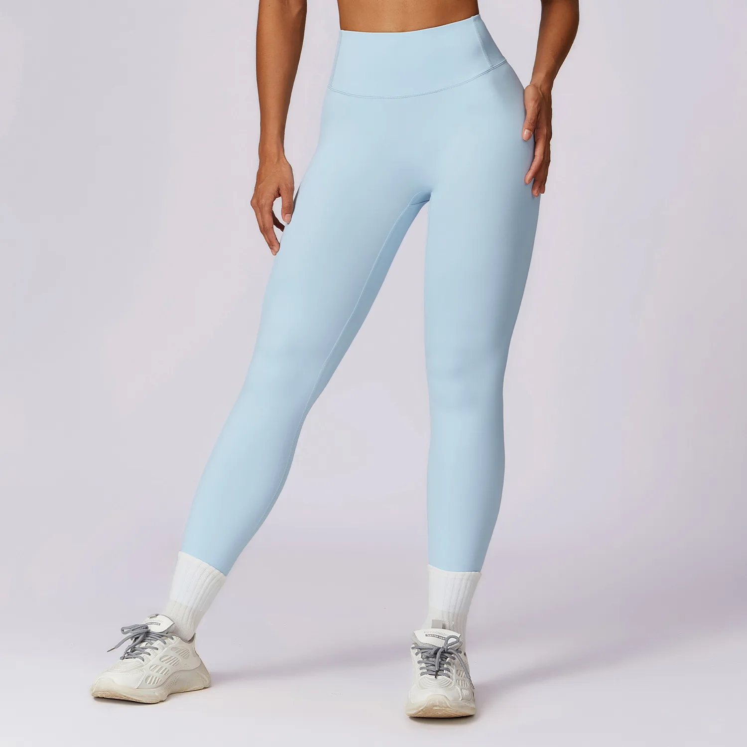 Legginsy do jogi damskie z wysokim stanem push up Błękitny