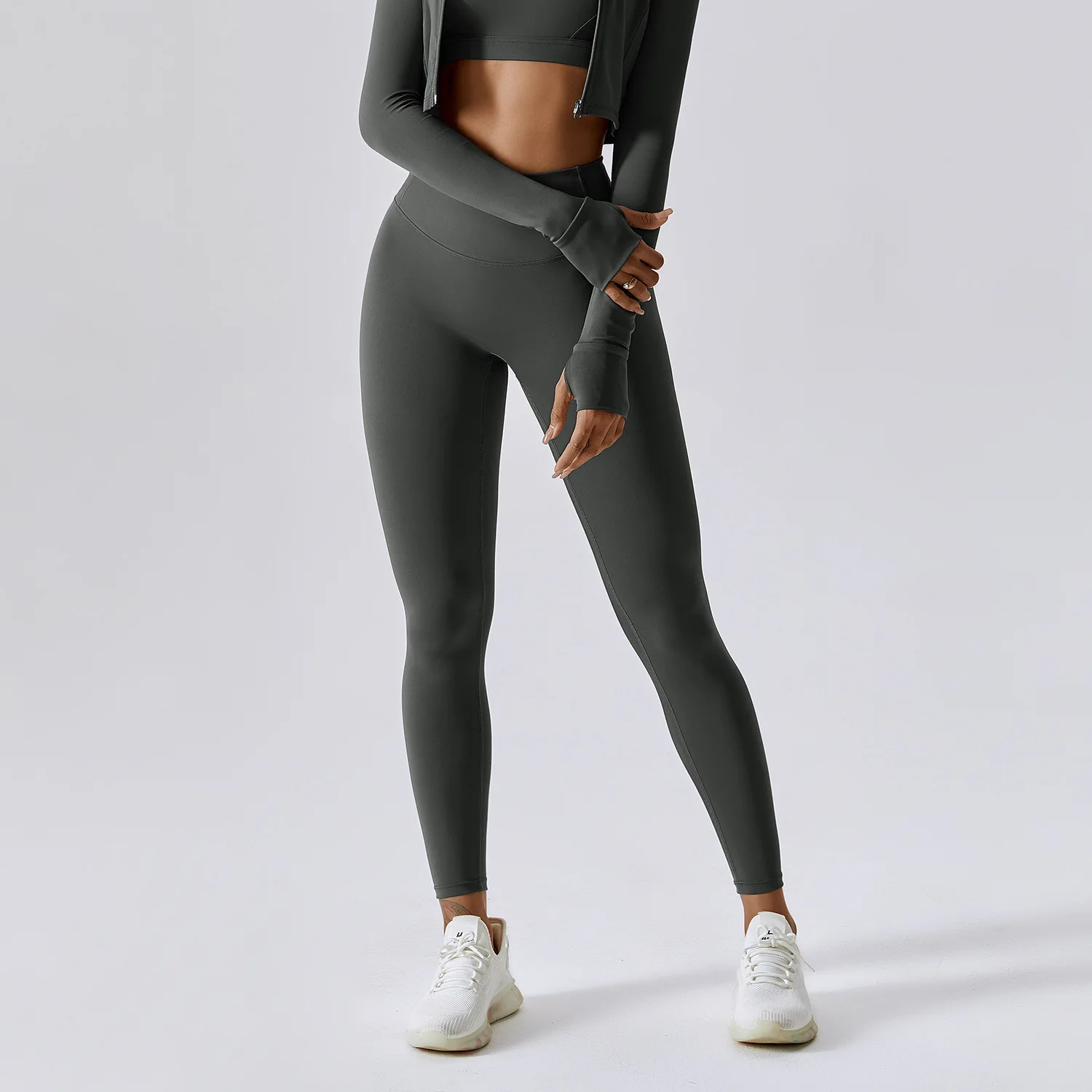 Legginsy do jogi damskie z wysokim stanem push up Volcanic ash