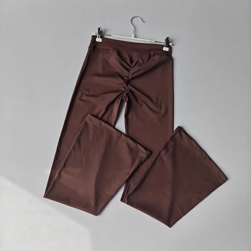 Legginsy do jogi z rozszerzaną nogawką i wysokim stanem Kawowy