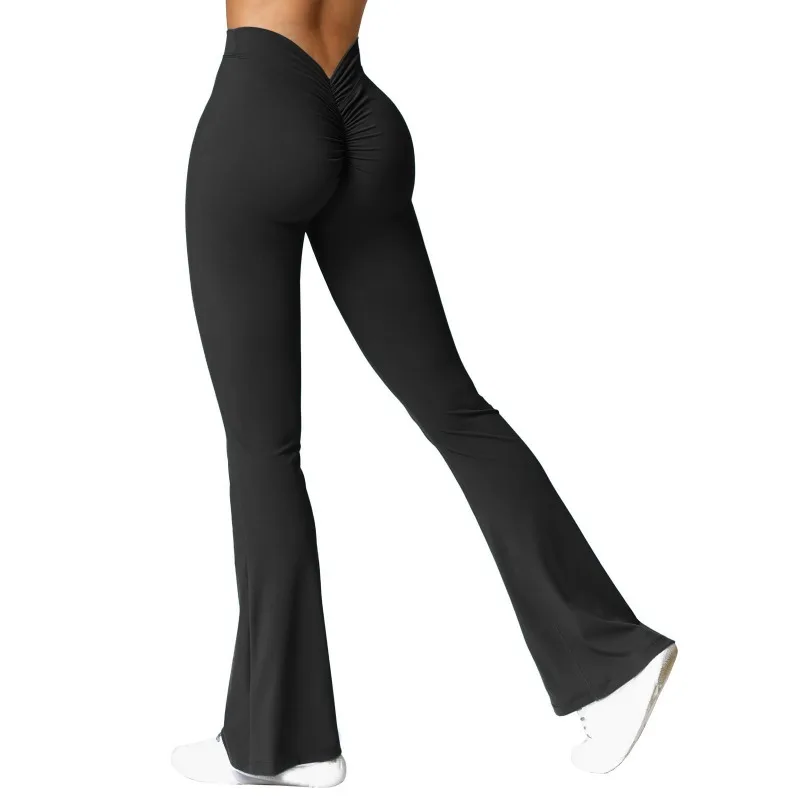 Legginsy push up z wysokim stanem i efektem V Czarny