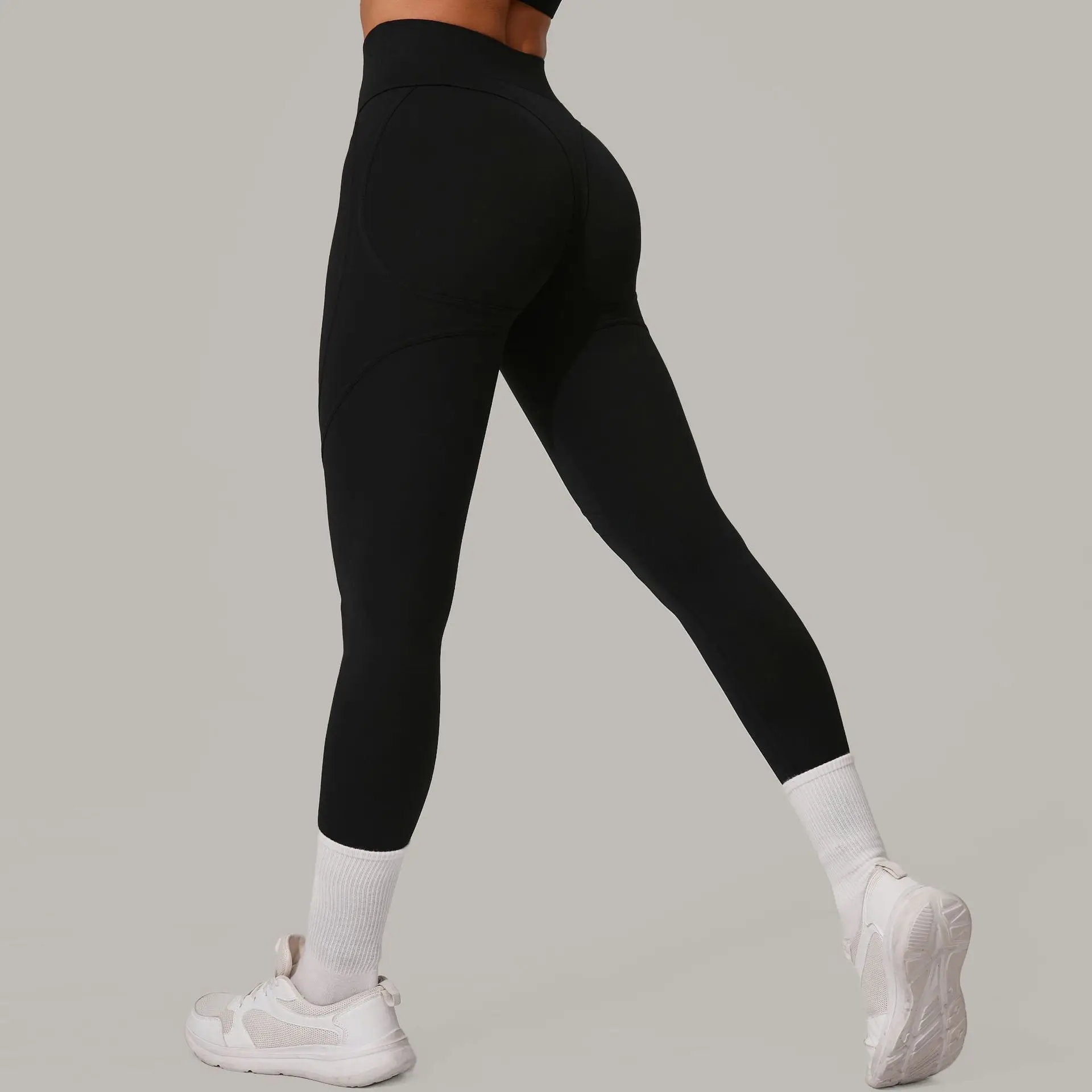 Legginsy sportowe push up z wysokim stanem Czarny