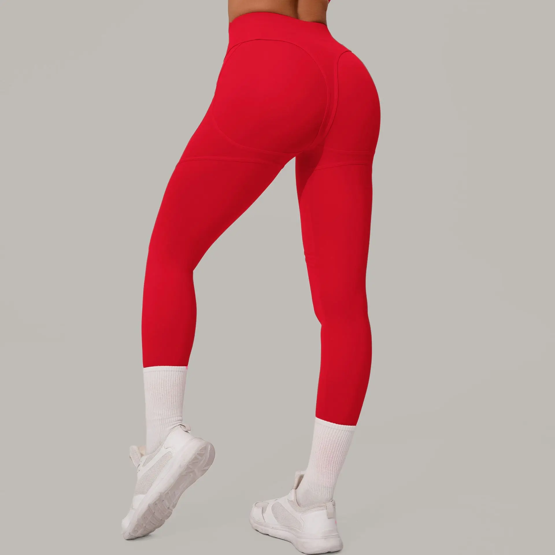 Legginsy sportowe push up z wysokim stanem Czerwony