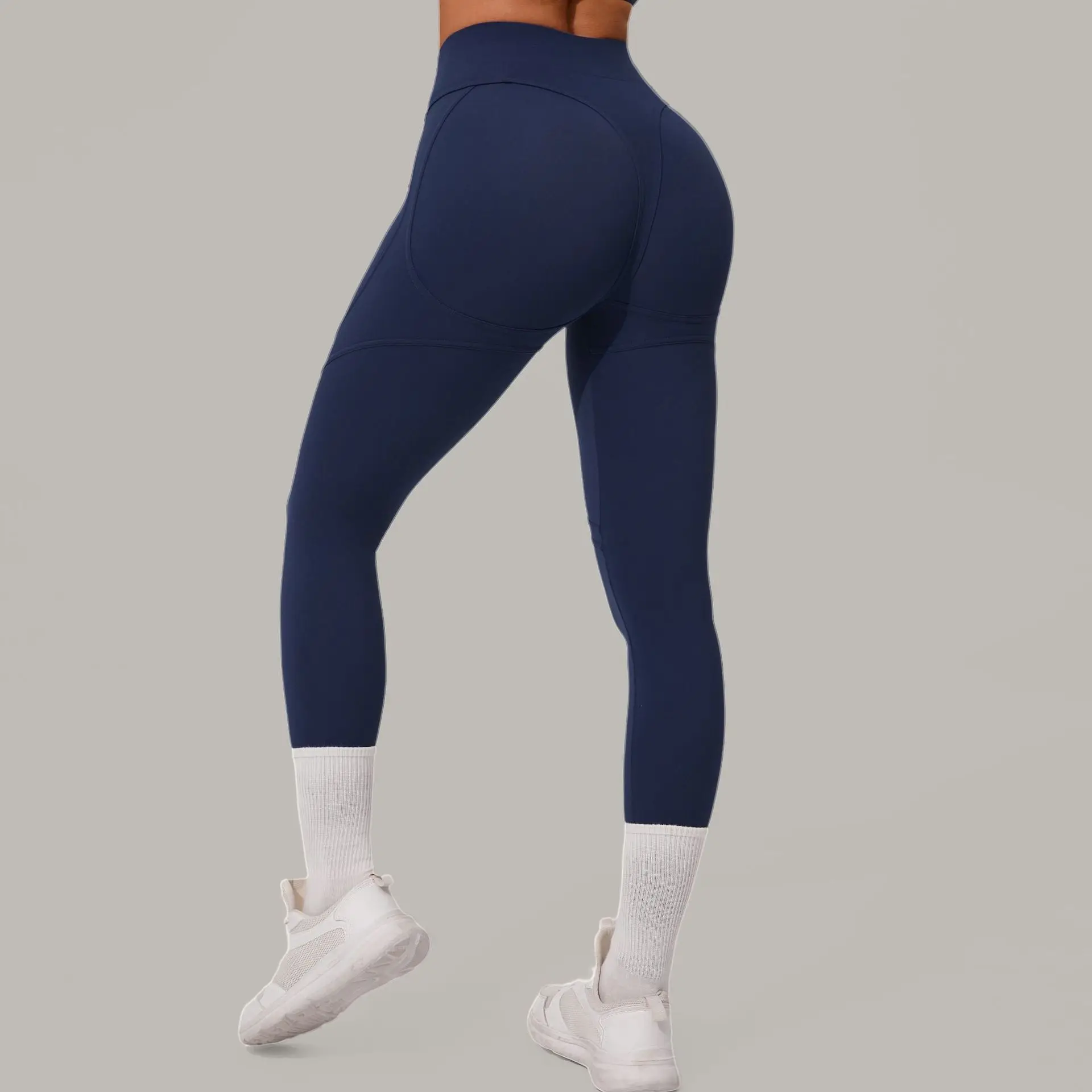 Legginsy sportowe push up z wysokim stanem Granatowy