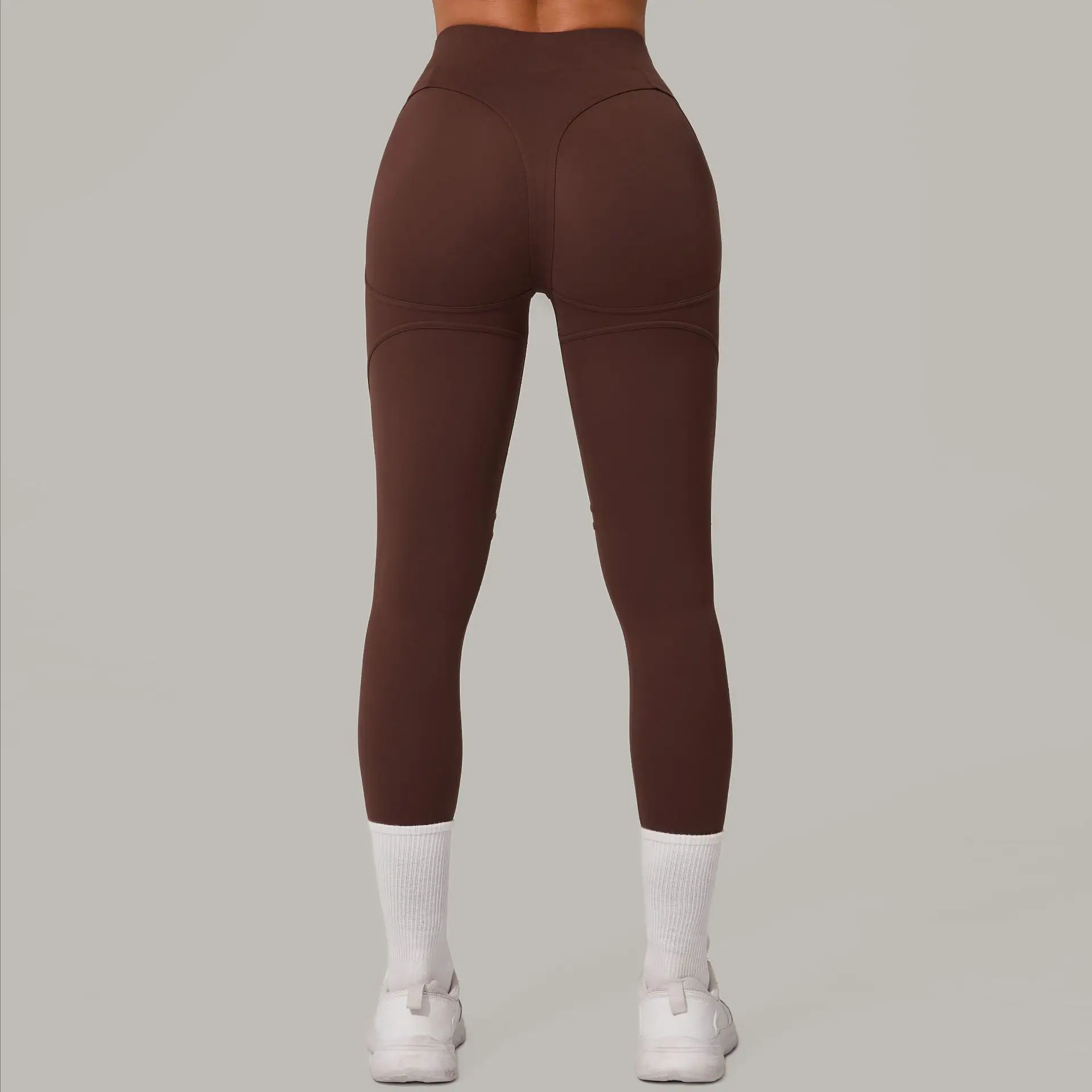 Legginsy sportowe push up z wysokim stanem Kawa