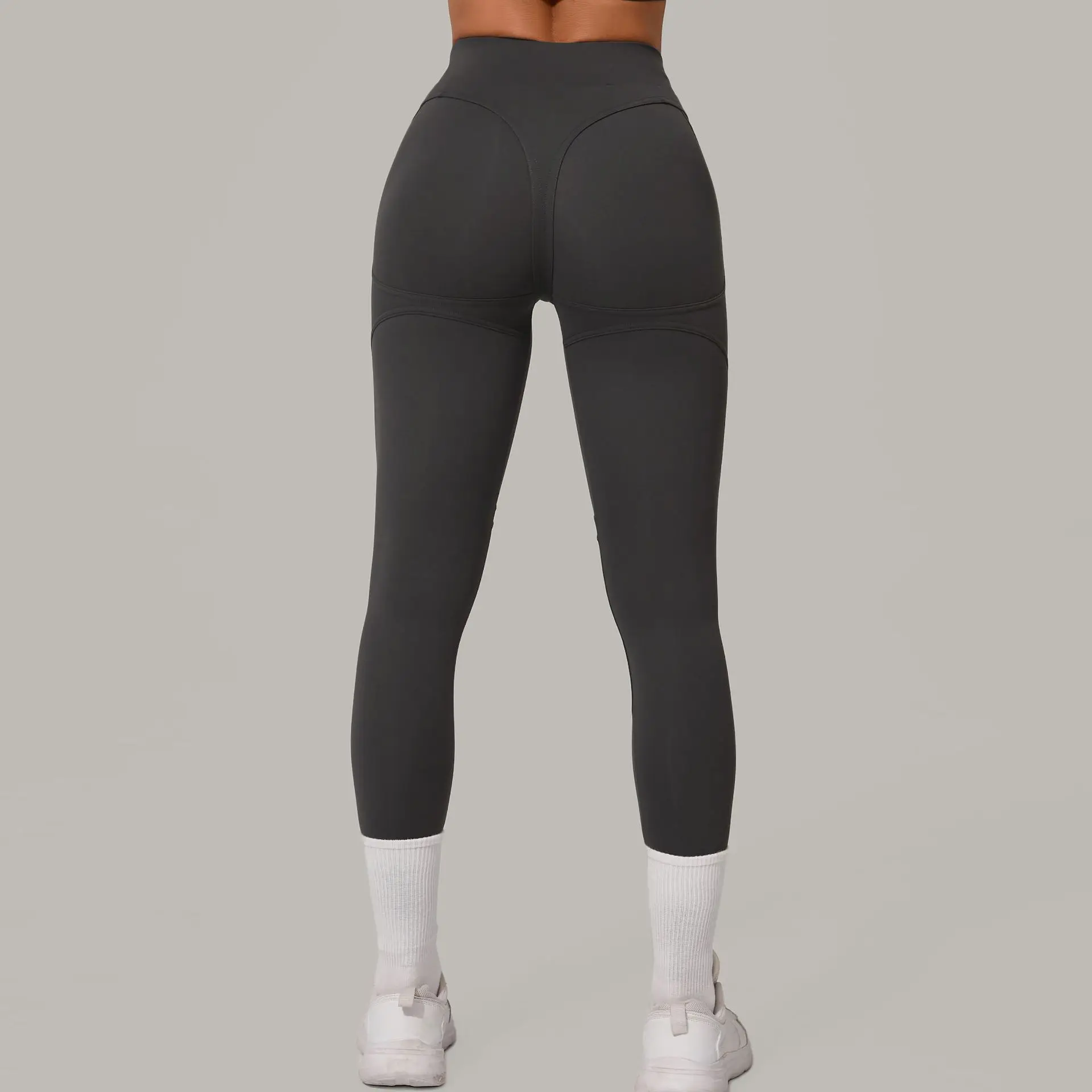 Legginsy sportowe push up z wysokim stanem Szary karbon