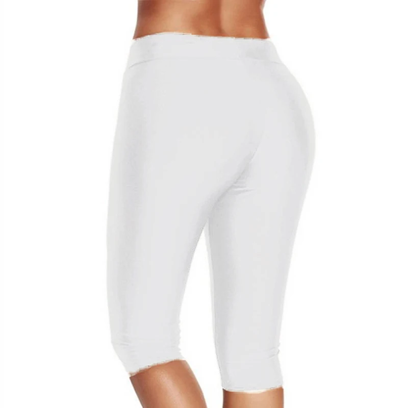 Damskie legginsy sportowe 3/4 z wysokim stanem Biały