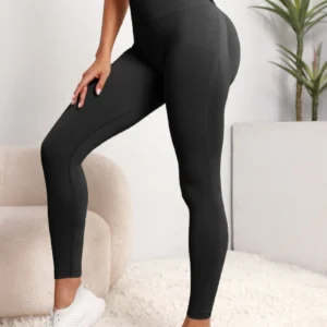 Legginsy sportowe damskie wysoki stan wyszczuplające Czarny