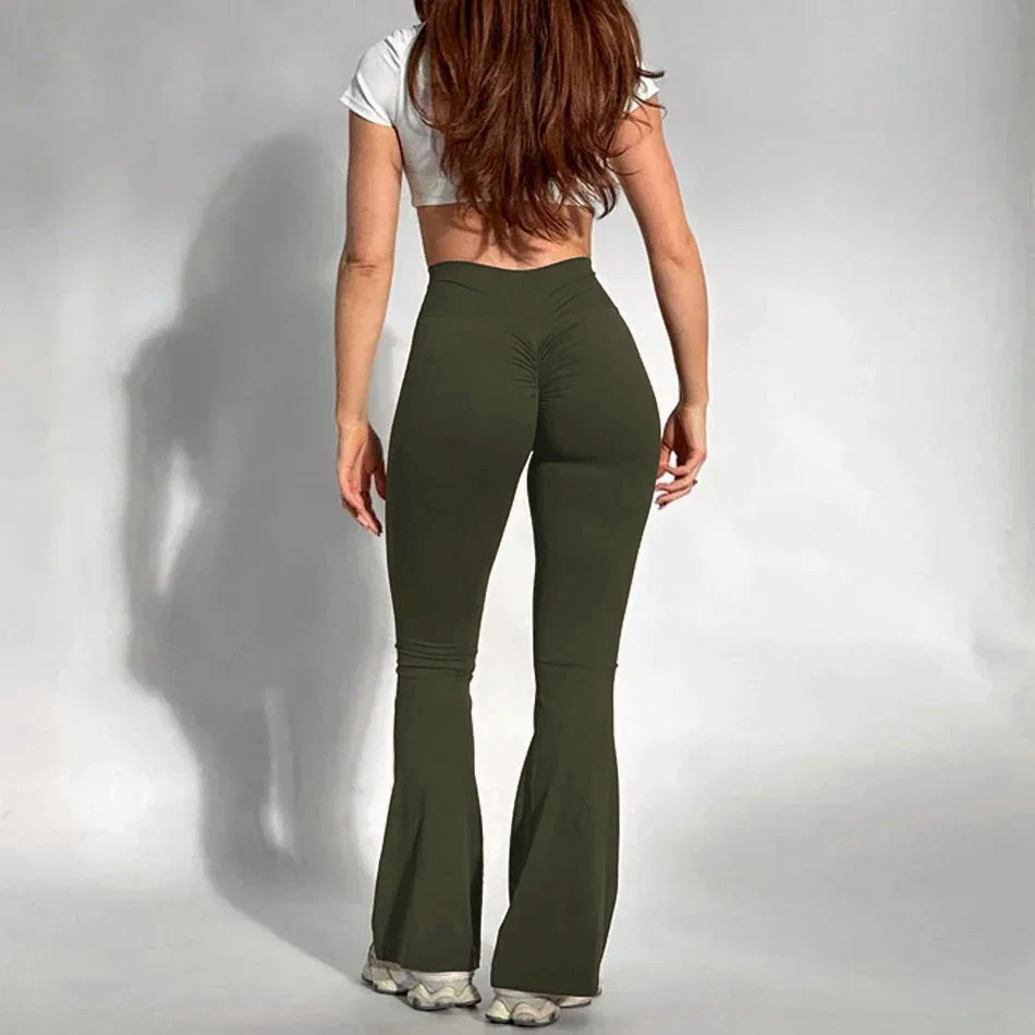 Legginsy sportowe yoga z wysokim stanem scrunch butt – modelujące pośladki Khaki