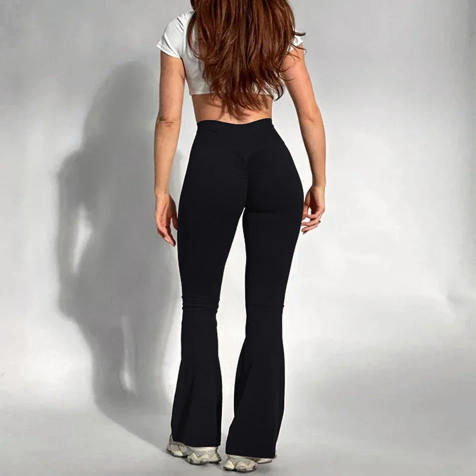 Legginsy sportowe yoga z wysokim stanem scrunch butt – modelujące pośladki Czarny