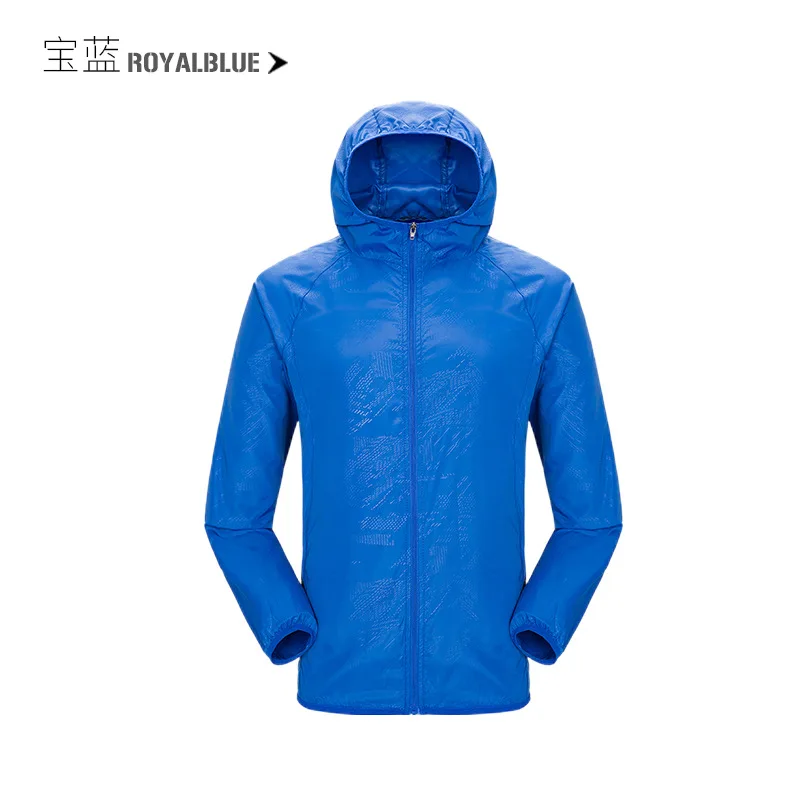 Lekka kurtka przeciwdeszczowa z kapturem - wiatrówka turystyczna unisex Blue1