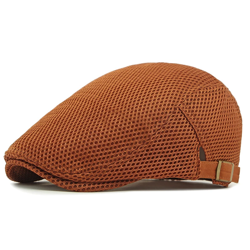 Letni przewiewny beret z siateczki dla niej i dla niego Caramel color
