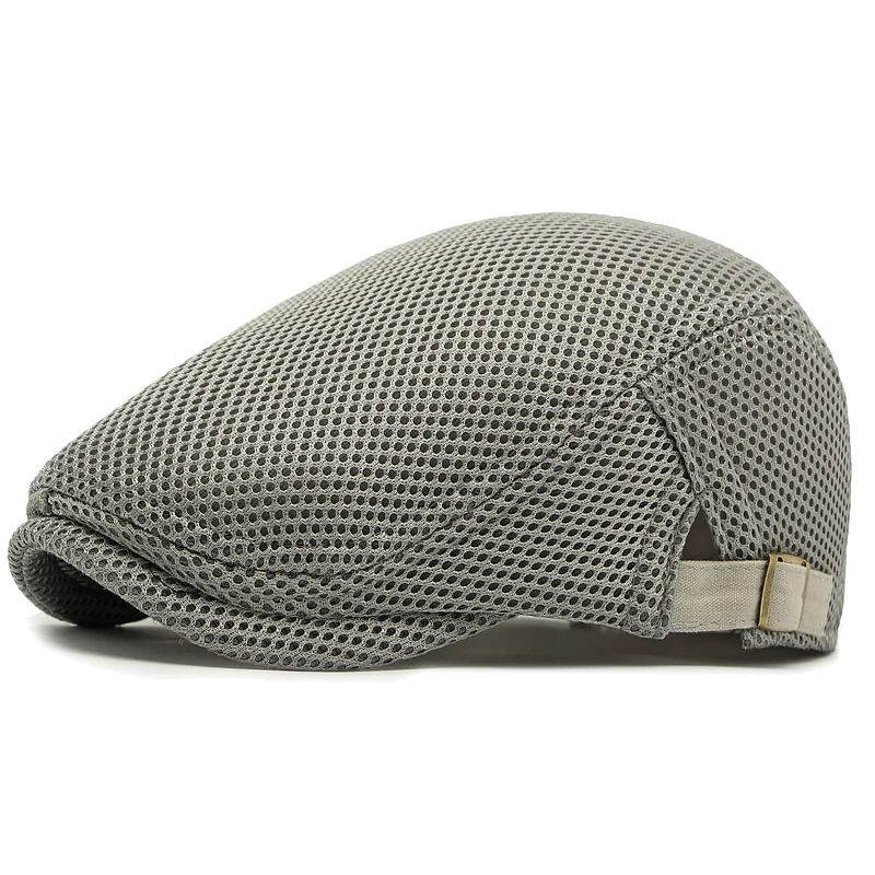 Letni przewiewny beret z siateczki dla niej i dla niego Jasnoszary