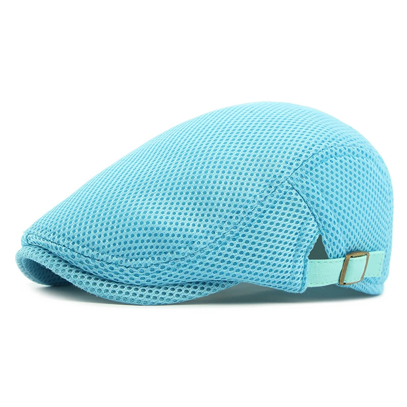 Letni przewiewny beret z siateczki dla niej i dla niego Niebieski
