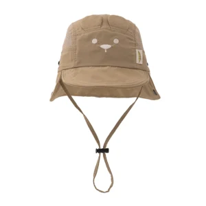 Letni kapelusz dziecięcy z uszkami misia Khaki
