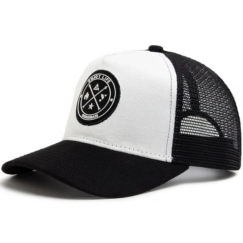 Letnia czapka z siatką trucker snapback, unisex Whiteblack