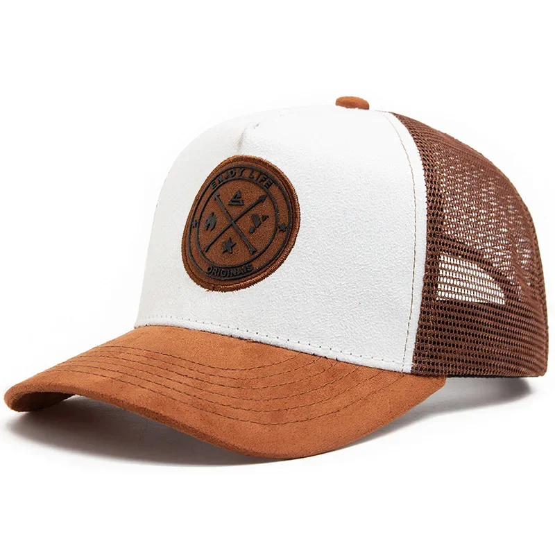 Letnia czapka z siatką trucker snapback, unisex Whitebrown