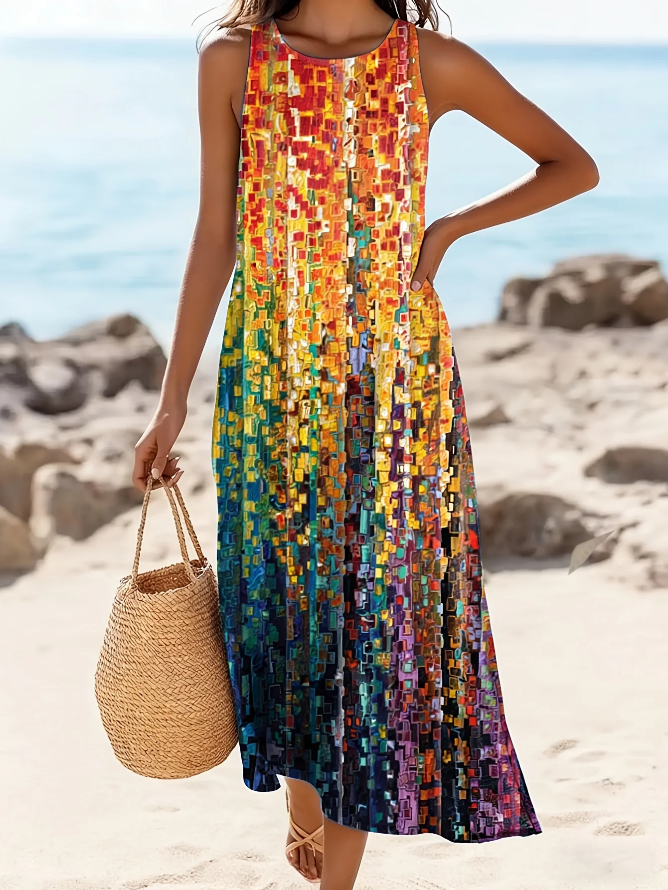 Letnia sukienka maxi boho z wzorem paisley Cl8q00019