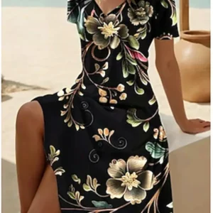 Letnia sukienka w kwiaty z dekoltem V, plus size Dr0144