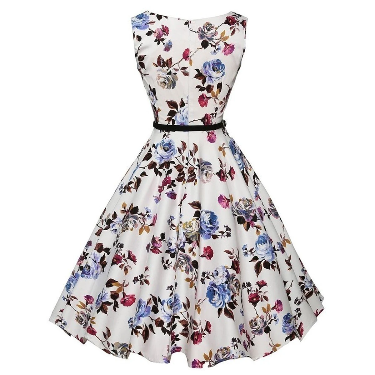 Letnia sukienka w kwiaty w stylu retro vintage Fuksja