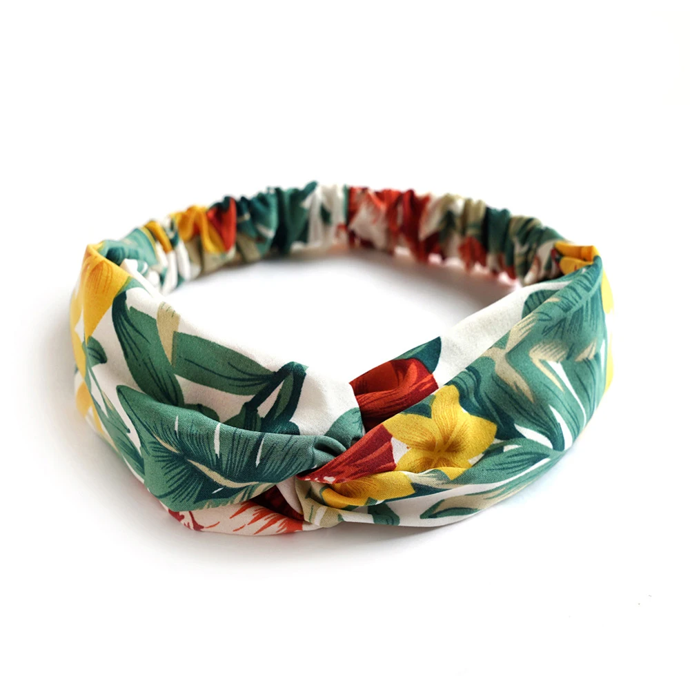 Letnie opaski do włosów z nadrukiem - bandany turbany vintage Biały