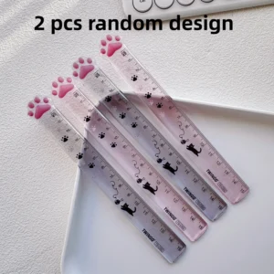 Linijka pazur kota kawaii 15 cm gradient do szkoły Czerwony