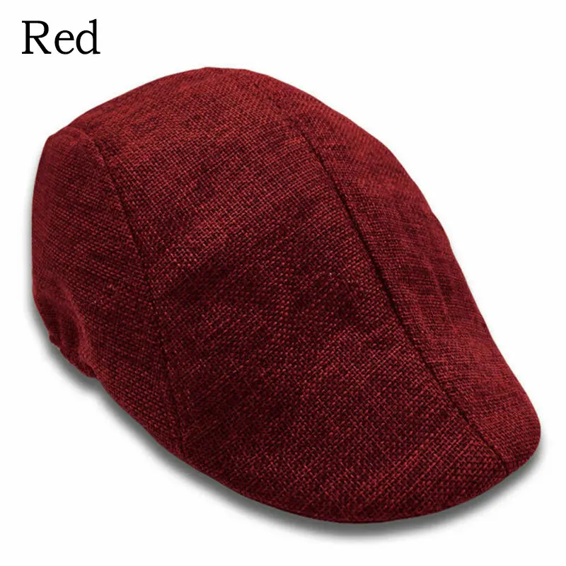 Lniana czapka kaszkiet unisex regulowana 01