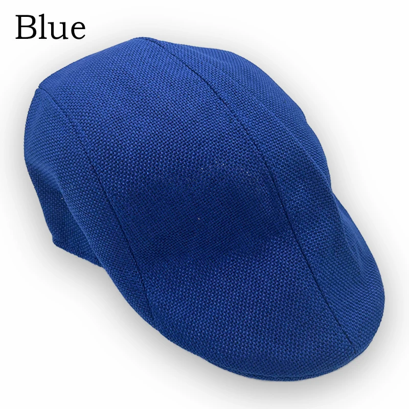 Lniana czapka kaszkiet unisex regulowana 03