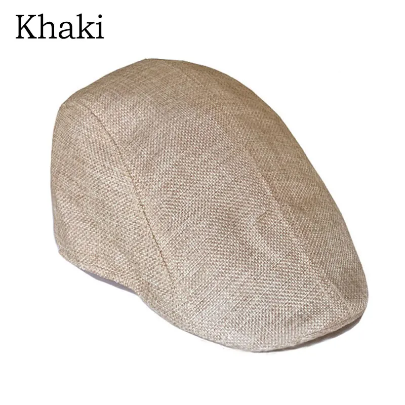Lniana czapka kaszkiet unisex regulowana 04