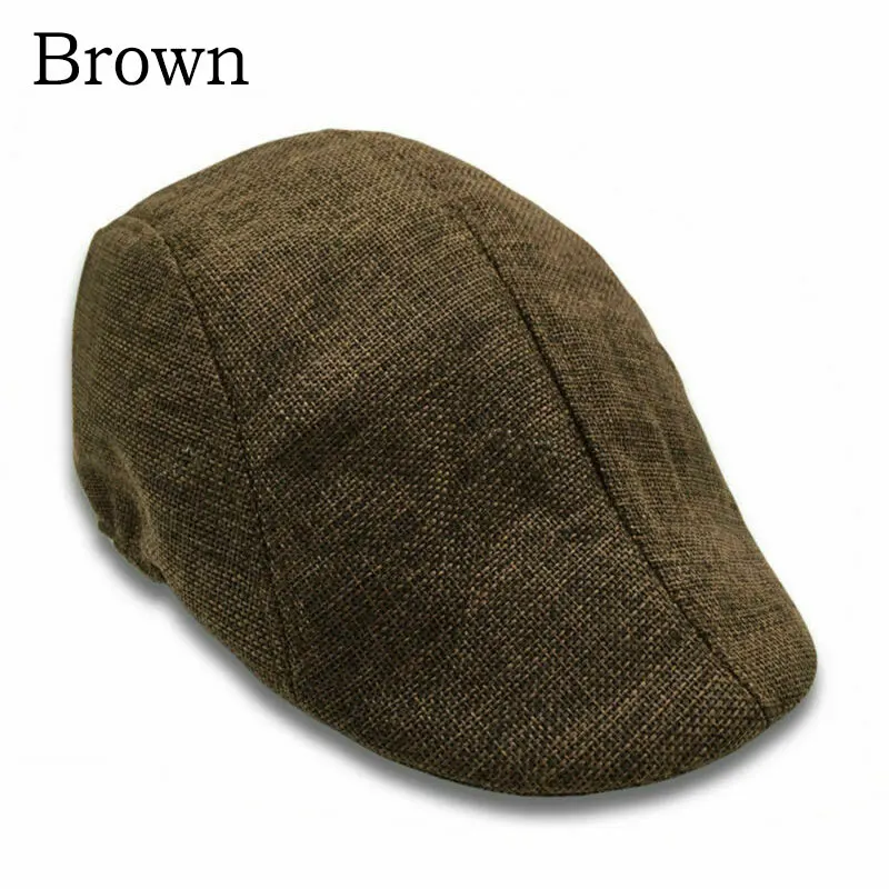 Lniana czapka kaszkiet unisex regulowana 05