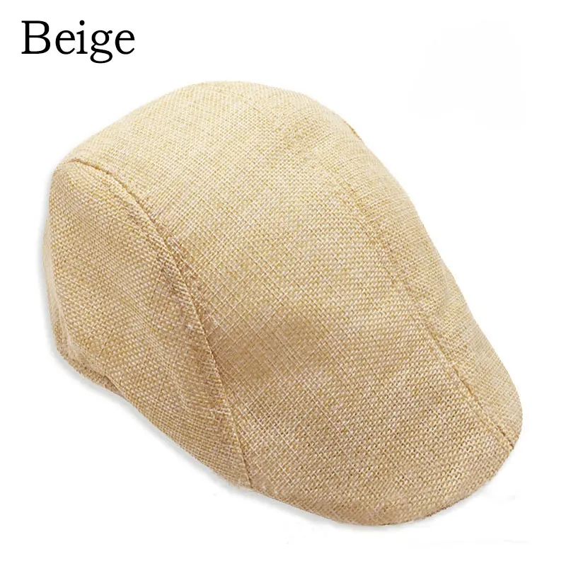 Lniana czapka kaszkiet unisex regulowana 06