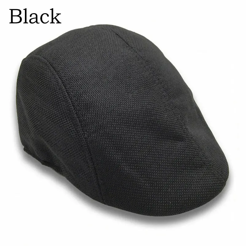 Lniana czapka kaszkiet unisex regulowana 07