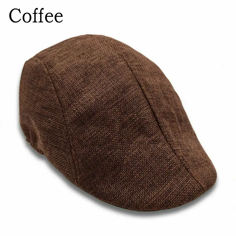 Lniana czapka kaszkiet unisex regulowana 08