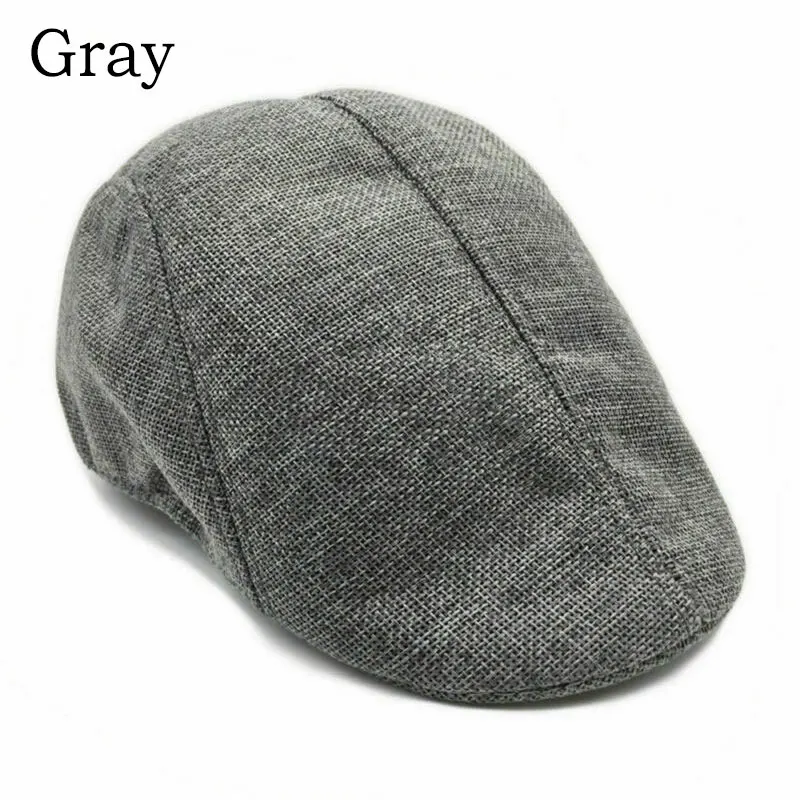 Lniana czapka kaszkiet unisex regulowana 09
