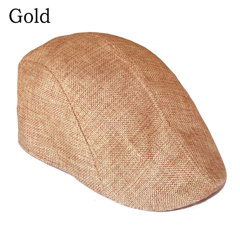 Lniana czapka kaszkiet unisex regulowana 11