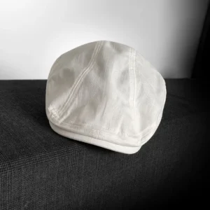 Lniany beret gazeciarz – czapka w stylu angielskim, oddychająca Biały