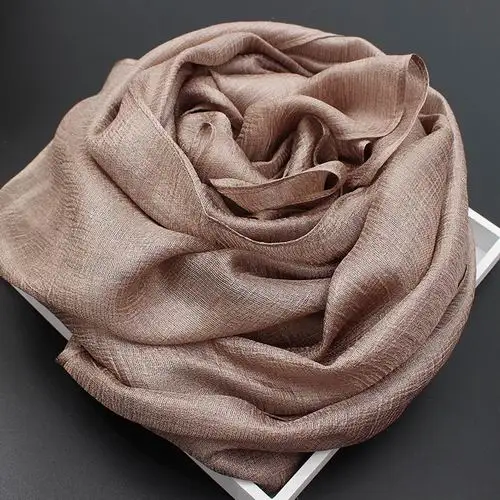 Lniany szal damski pashmina w jednolitym kolorze 2