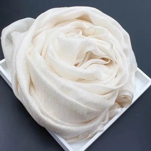 Lniany szal damski pashmina w jednolitym kolorze 4